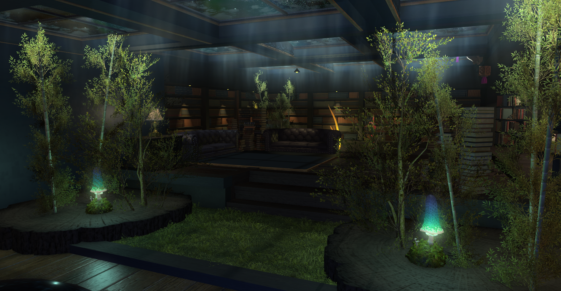 Starry Landscape Mansion rotating preview.